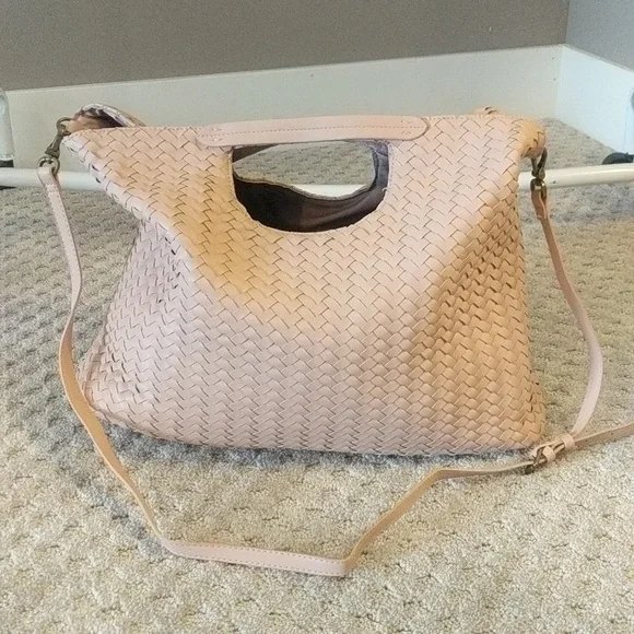 Anthropologie Cara large woven crossbody bag pink - Picture 2 of 8